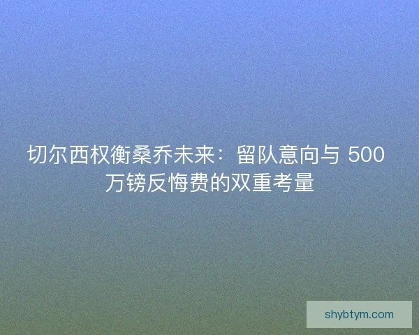 切尔西权衡桑乔未来：留队意向与 500 万镑反悔费的双重考量