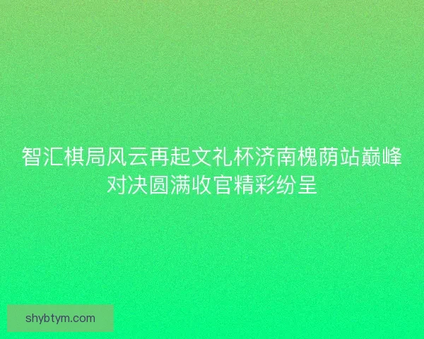 智汇棋局风云再起文礼杯济南槐荫站巅峰对决圆满收官精彩纷呈