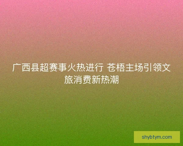 广西县超赛事火热进行 苍梧主场引领文旅消费新热潮 广西县超赛事火热进行 苍梧主场引领文旅消费新热潮